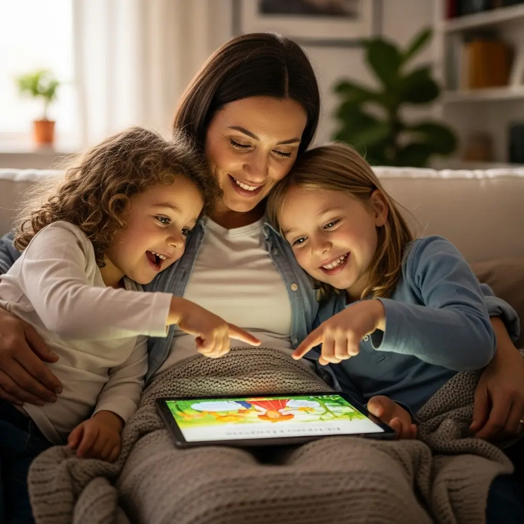 Family enjoying stories together